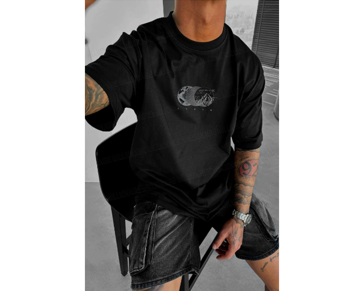 Erkek Ekru Beyaz Earth Oversize Fit Bol Geniş Kalıp Salaş Kesim