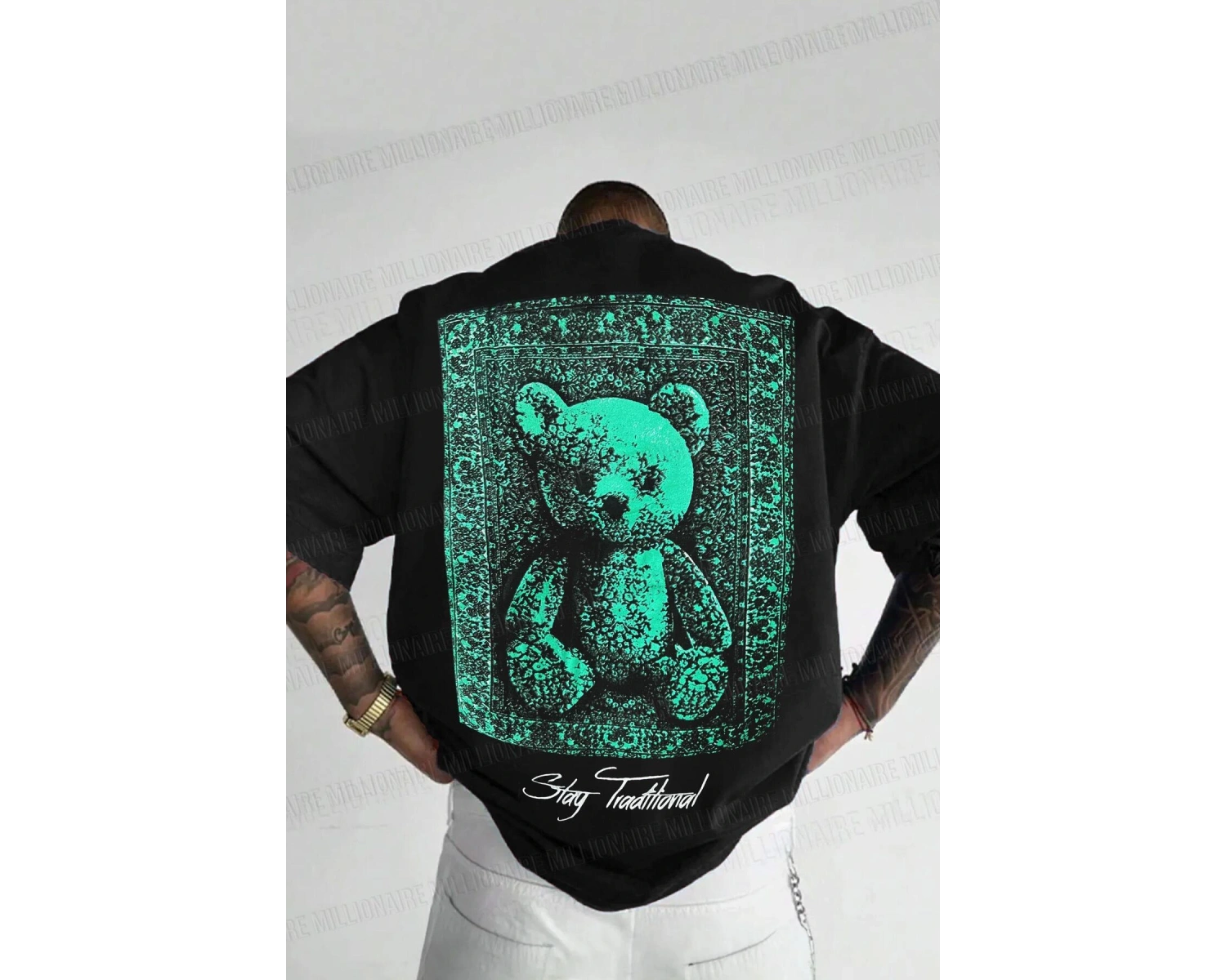 Erkek Ekru Beyaz Traditional Ayıcık Teddy Bear Oversize Fit Bol Geniş Kalıp Salaş Kesim