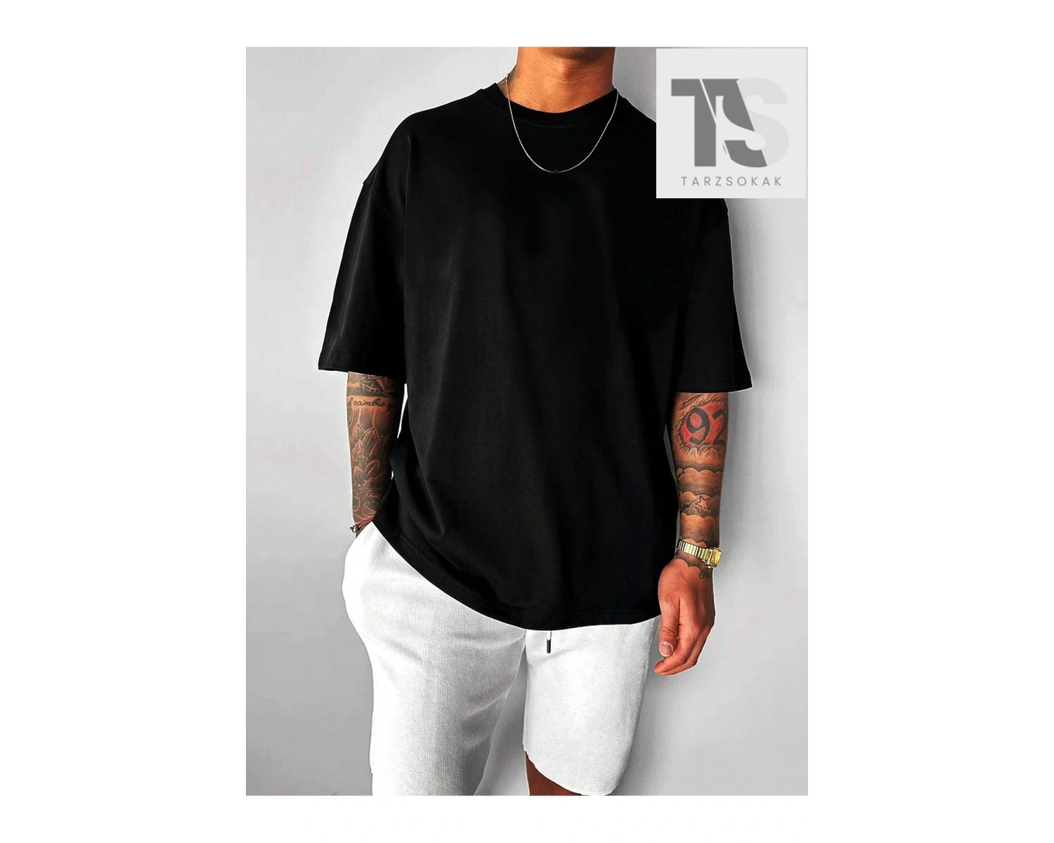 Erkek Figür Grafikli Düşük Omuz Tişörtü