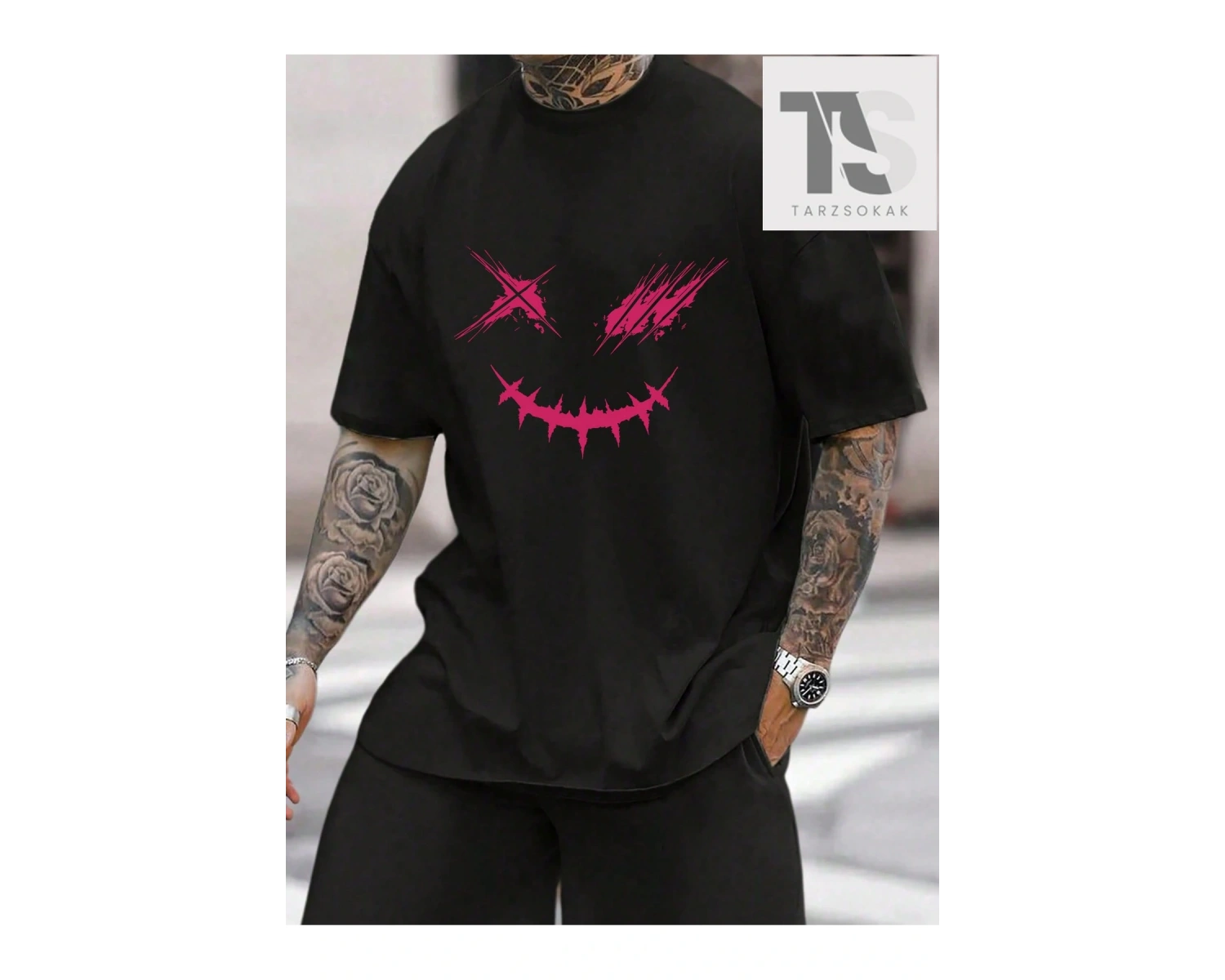 Erkek Güneş ve Ay Baskılı Tişört