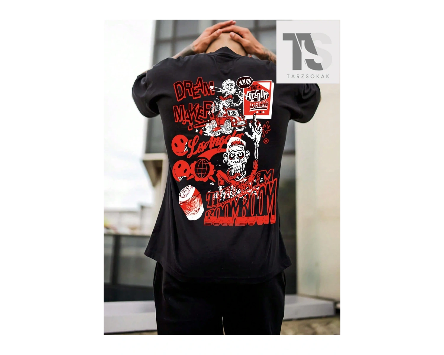 Erkek Harf Ve Yüz Baskılı Tişört