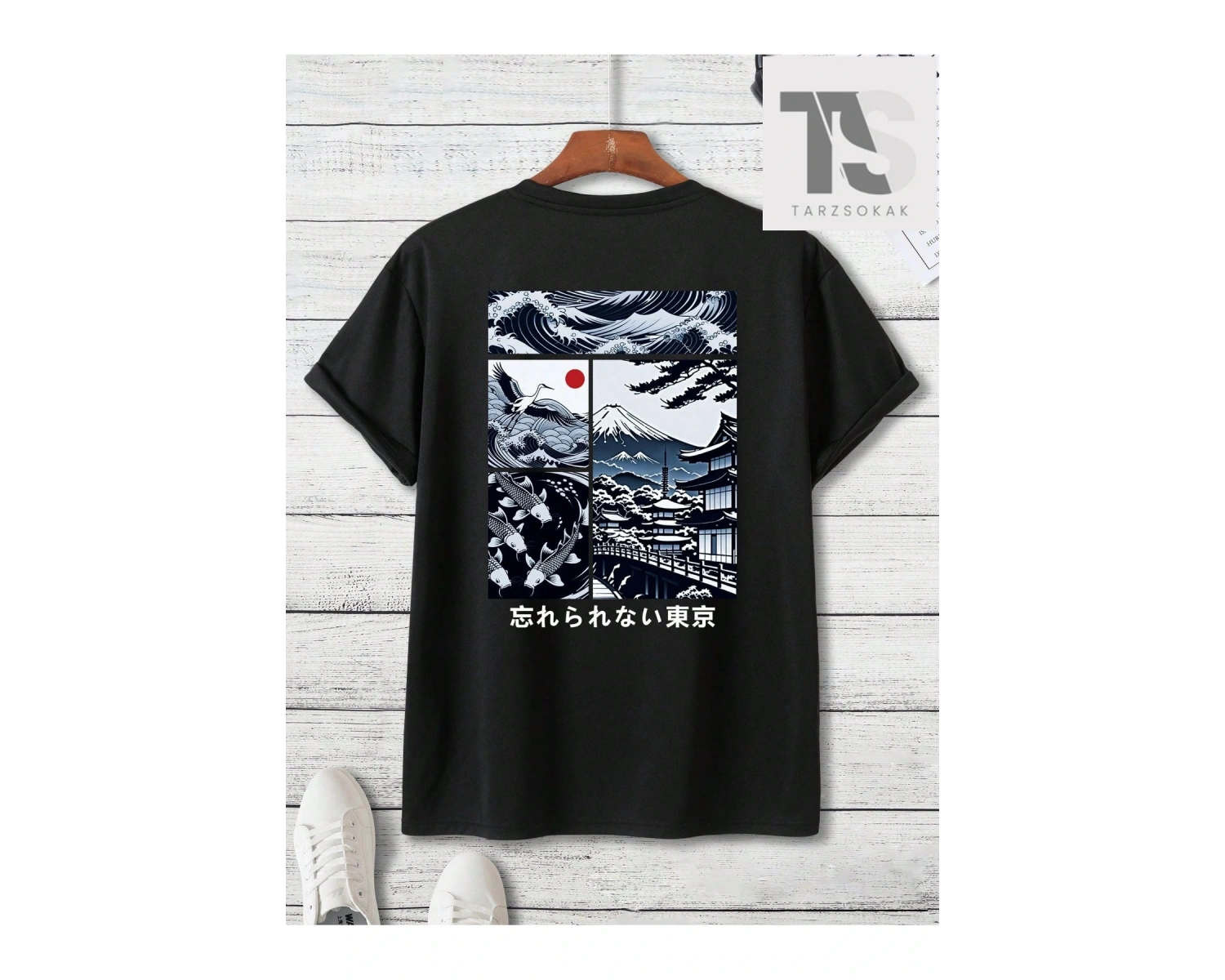 Erkek Heykel Baskılı Bol Tişört