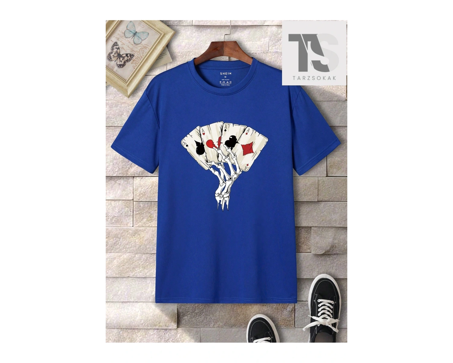 Erkek Japon Harf ve Şekil Grafikli Tişört