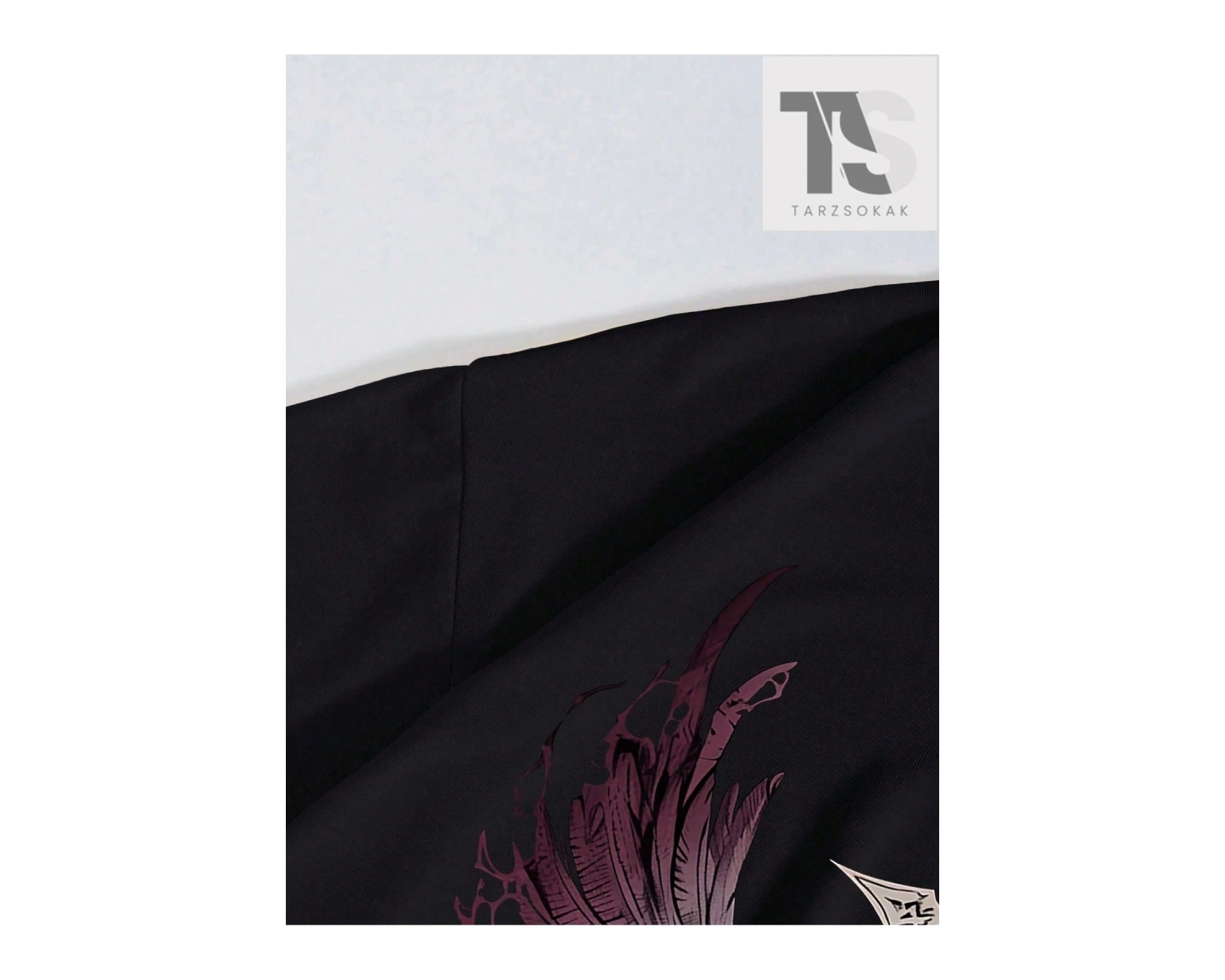 Erkek Kafatası ve Kanatlar Baskılı Tişört