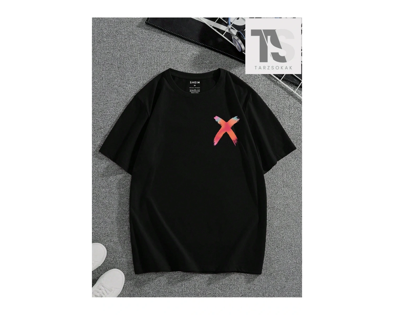 Erkek Kalp ve Ayı Desenli Tişört