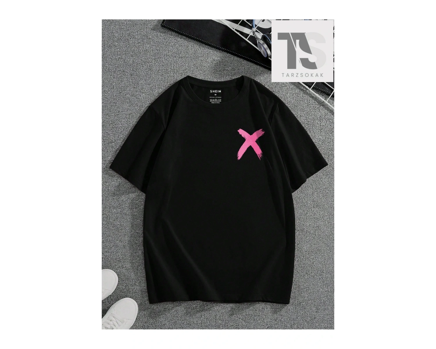 Erkek Kalp ve Ayı Desenli Tişört