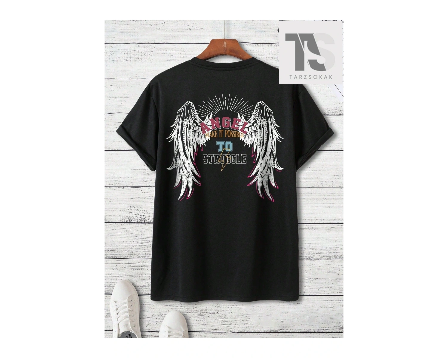Erkek Kanatlı ve Yazılı Baskılı Tişört