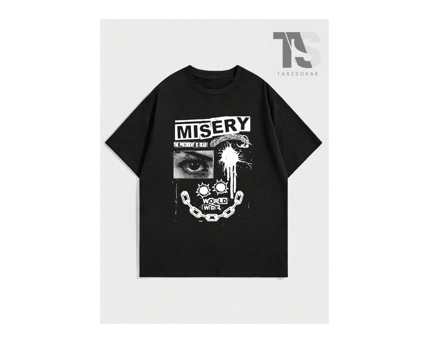 Erkek Karakter ve Harf Baskılı Tişört