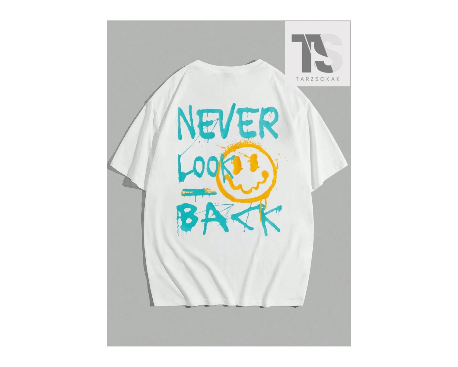 Erkek Karikatür & Slogan Grafikli Düşük Omuz Tişörtü