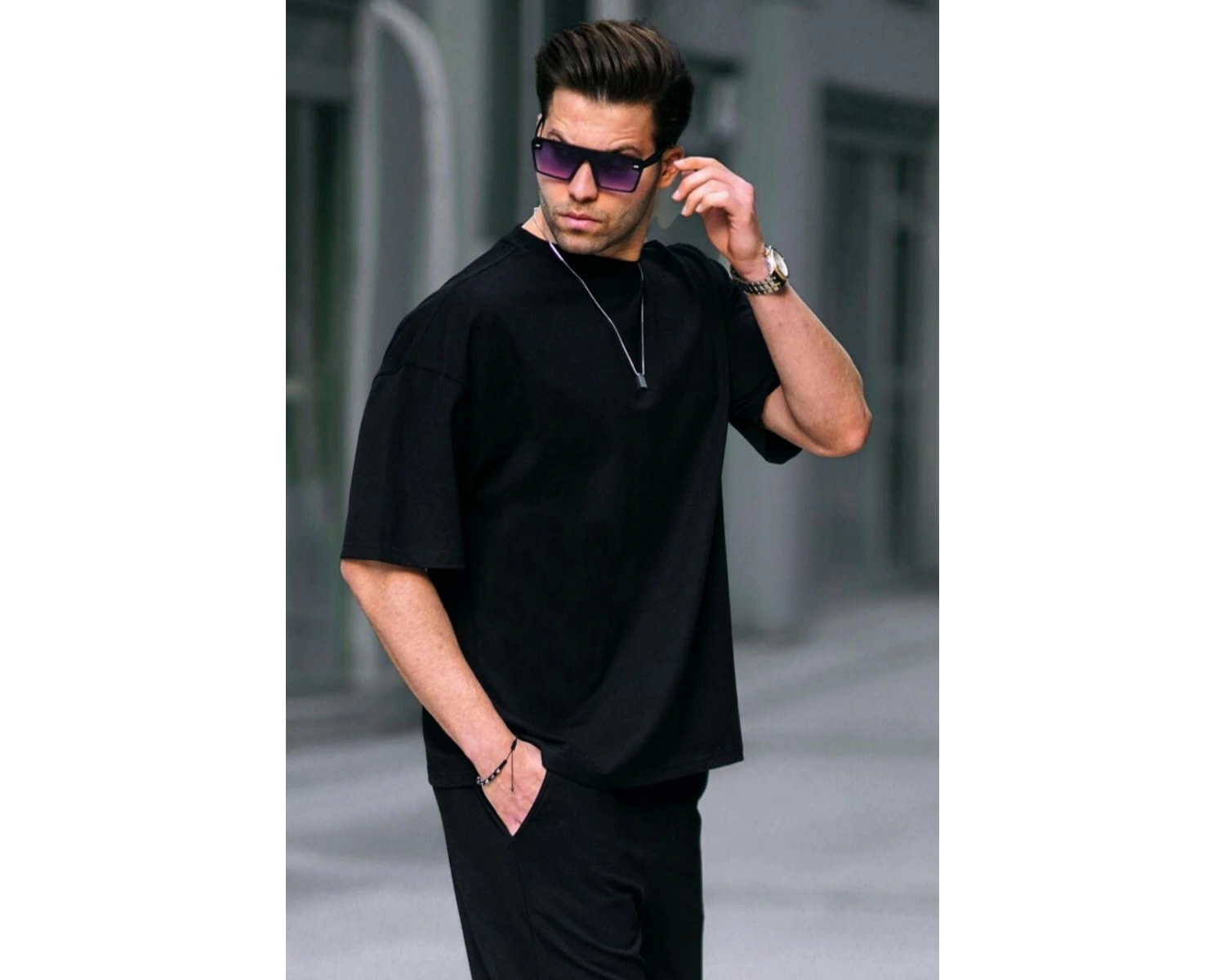 Erkek Kısa Kollu Penye Bisiklet Yaka Rahat