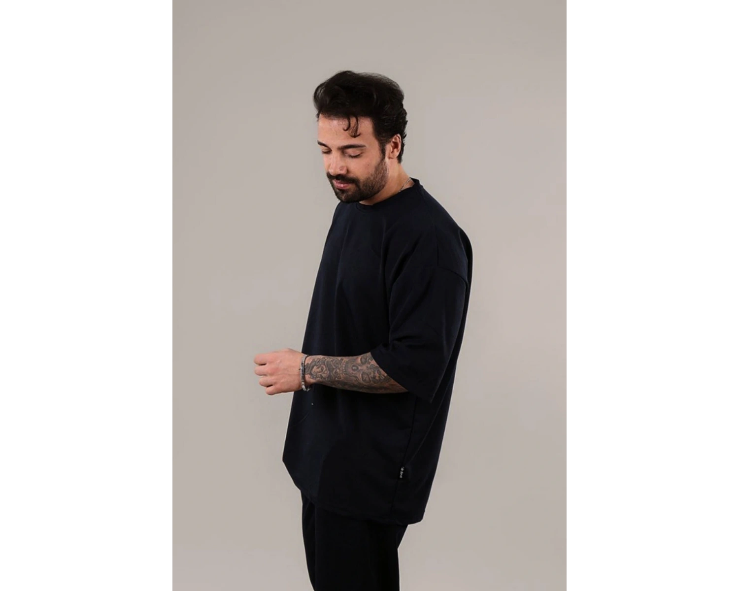 Erkek Kısa Kollu Penye Bisiklet Yaka Rahat Kalıp Reşme