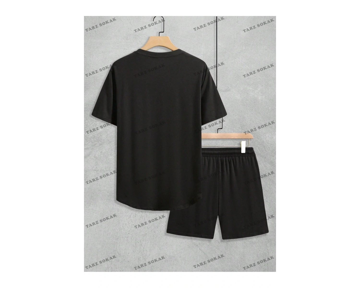 Erkek Kulaklık Baskı Kısa Kollu Tişört Ve Şort 2 adet/takım