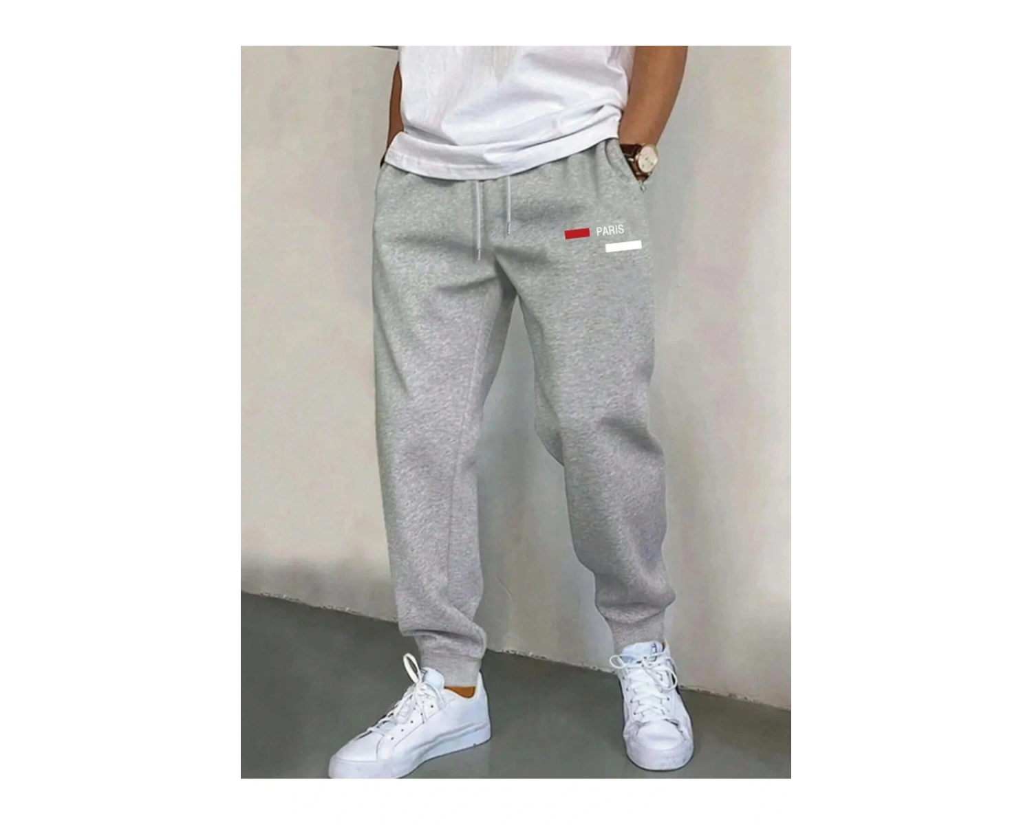 Erkek Mektup Baskı Elastik Bel ve Manşetli Etek Jogger Pantolon