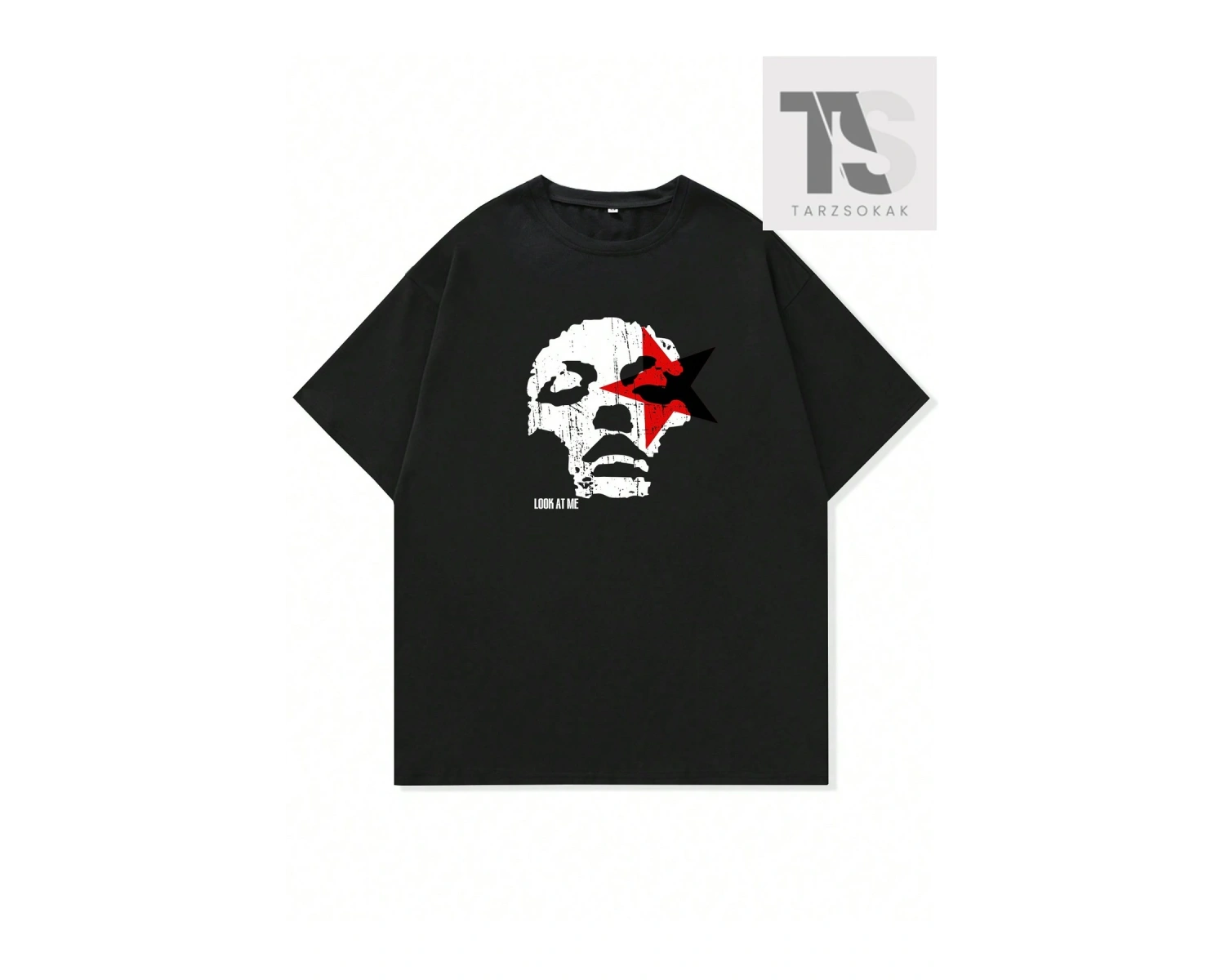 Erkek Mektup Grafik Damla Omuz Tişört