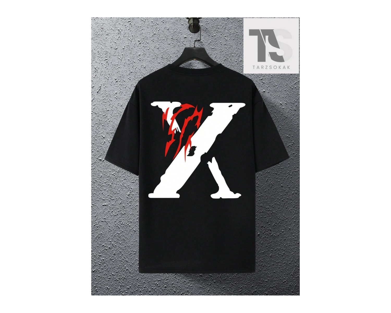 Erkek Melek Ve Slogan Baskılı Yuvarlak Yaka Tişört