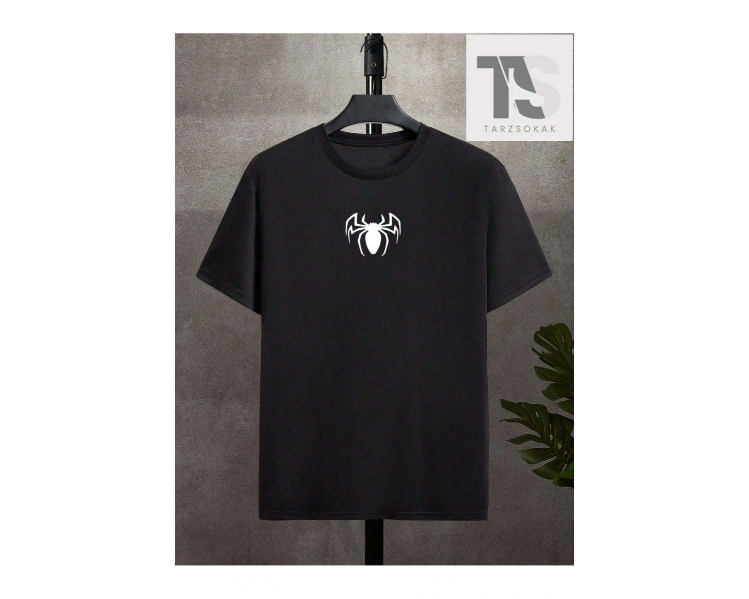 Erkek Örümcek Desenli Kısa Kollu Tişört