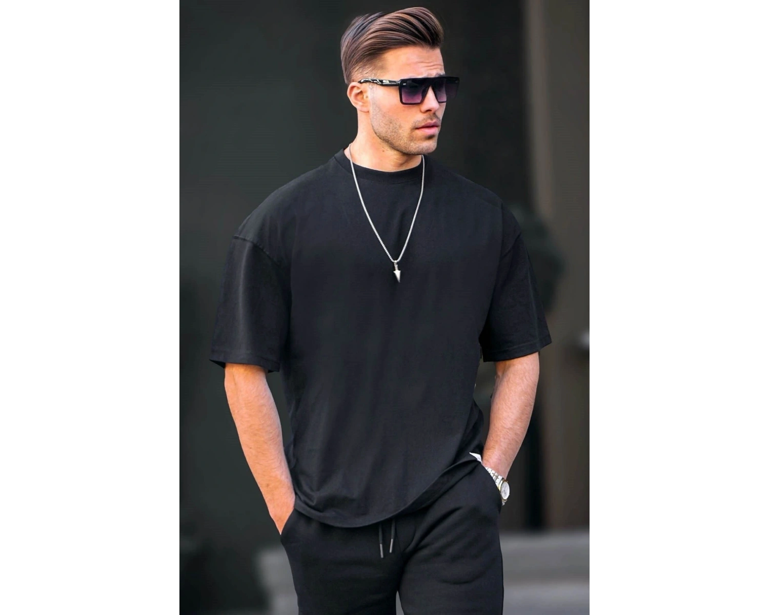 Erkek Oversize Basic Pamuklu Kısa Kollu