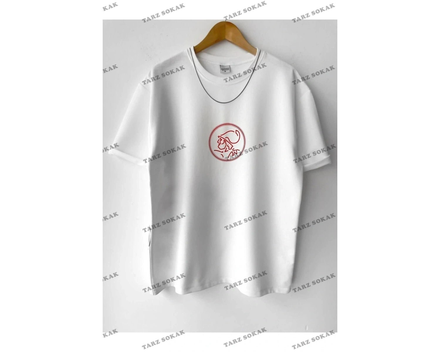 Erkek Oversize Baskılı Pamuklu Bisiklet Yaka Kısa Kollu T-shirt Efsane