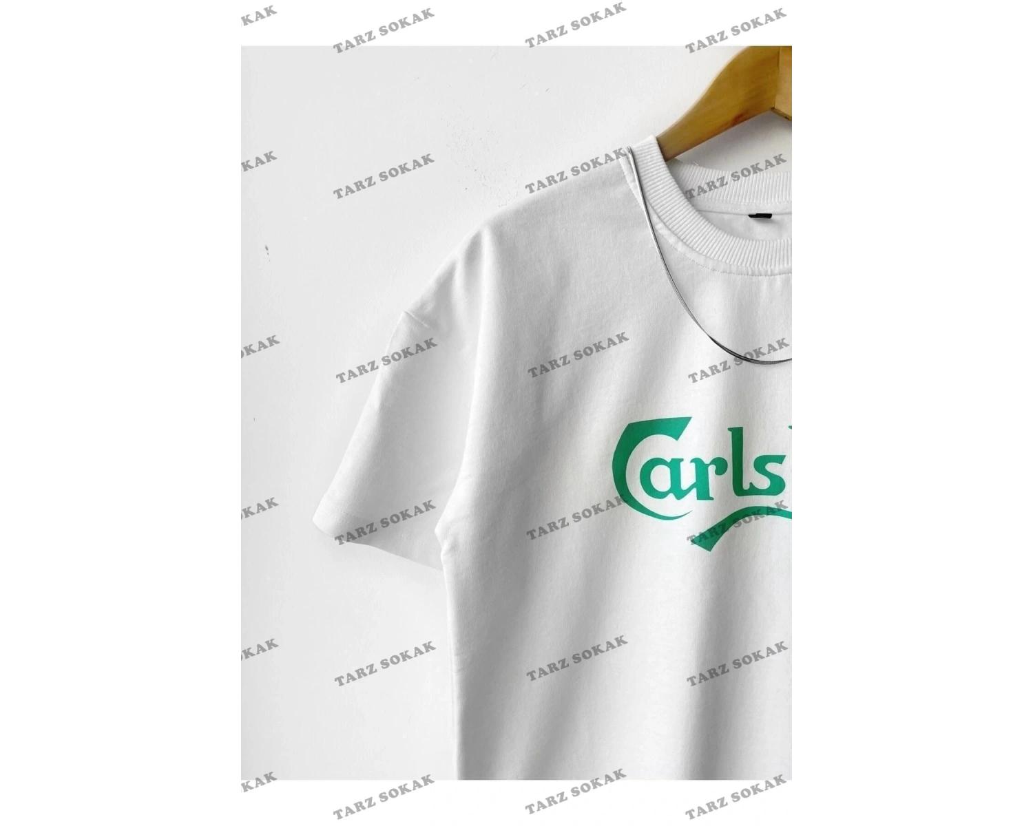 Erkek Oversize Calsberg Baskılı Bisiklet Yaka