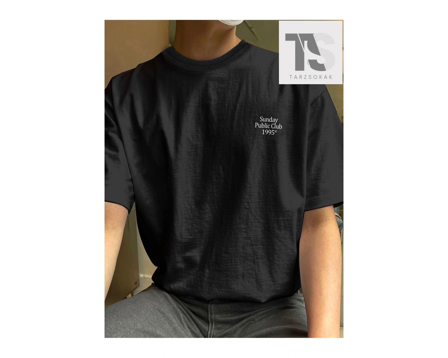 Erkek Pamuk Harfli Grafik Damla Omuz Tişört