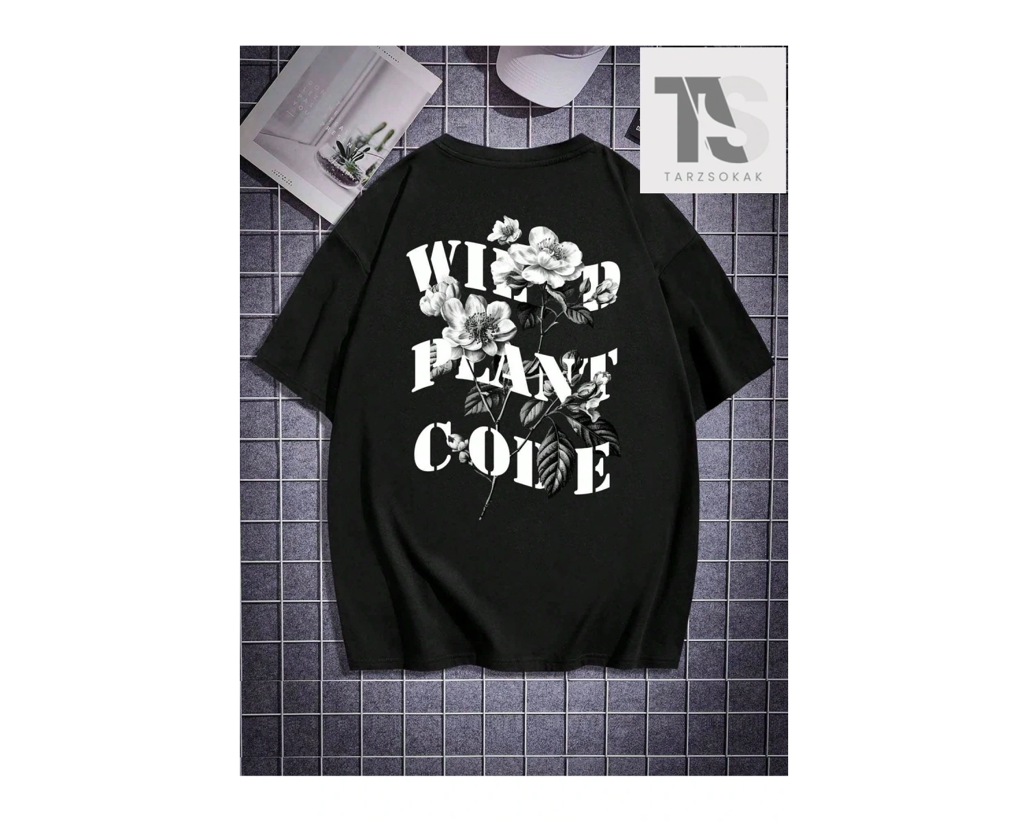 Erkek Siyah Örgü Yuvarlak Yaka Kısa Kollu Tişört