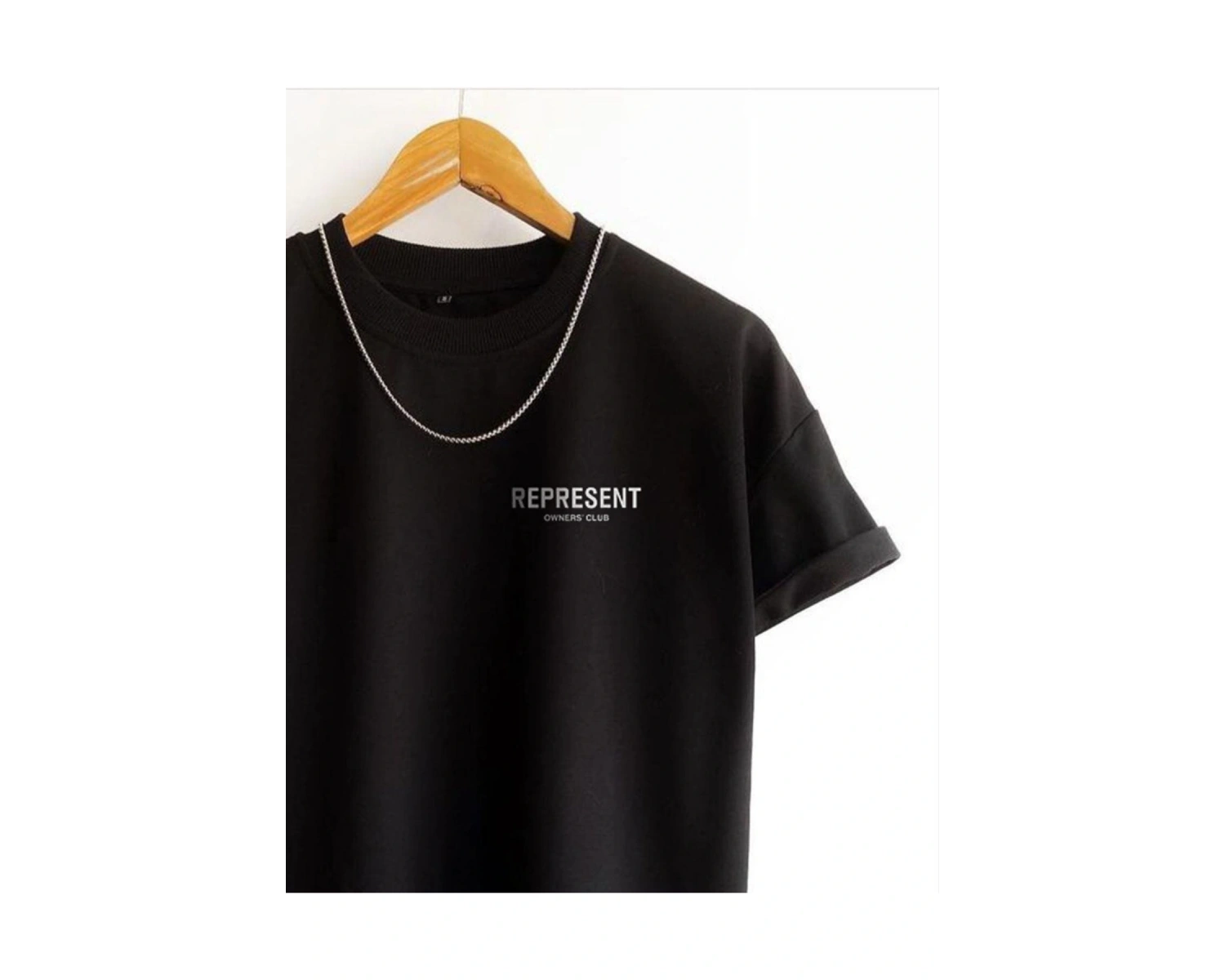 Erkek Siyah Premium Represent Baskılı Oversize Bisiklet Yaka Kısa Kollu Tişört