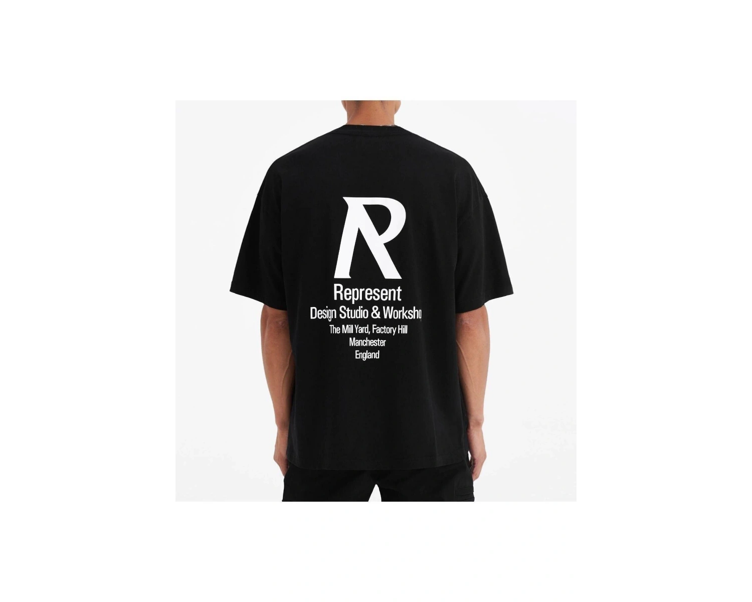 Erkek Siyah Represent Baskılı Bisiklet Yaka Tshirt