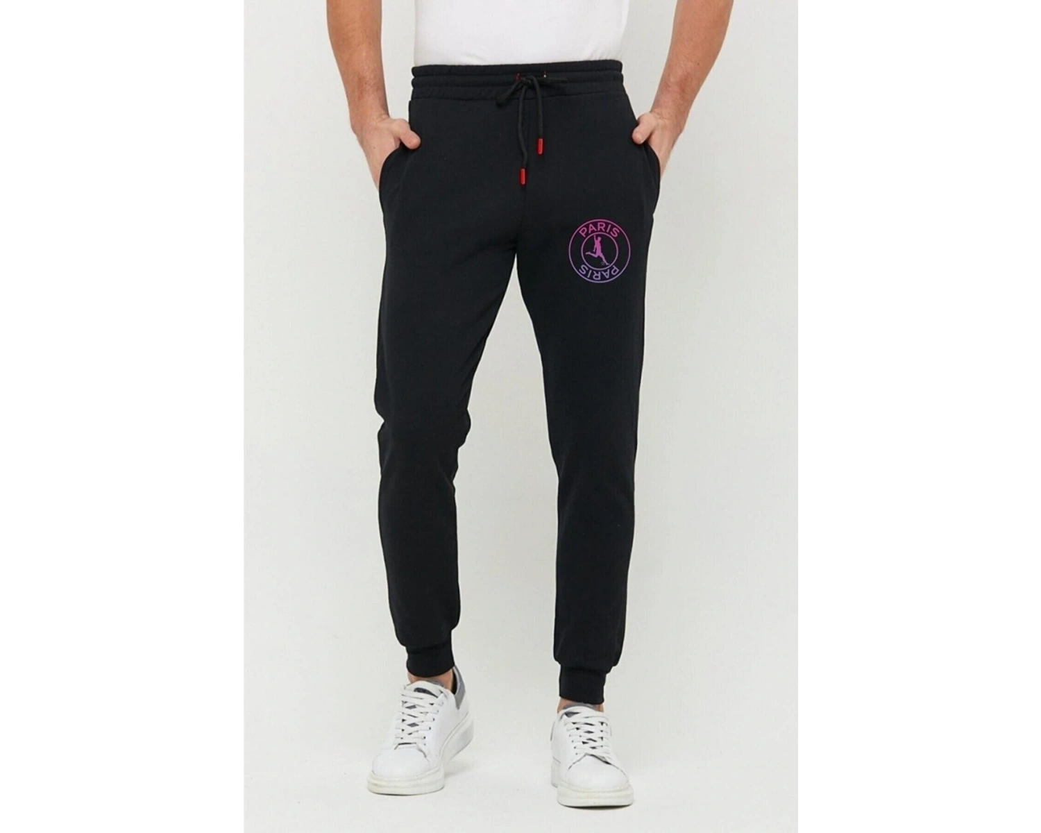 Erkek Siyah Slim Fit Dar Kesim Jogger Eşofman Altı 2 Iplik Şardonlu RLX044513