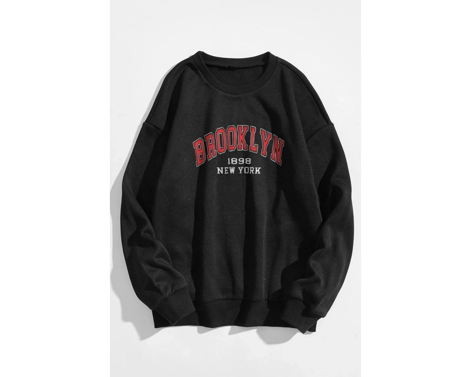 Erkek Siyah Ters Brooklyn Baskılı Kapüşonlu Sweatshirt TERSBROOKLYNSWEATSHİR