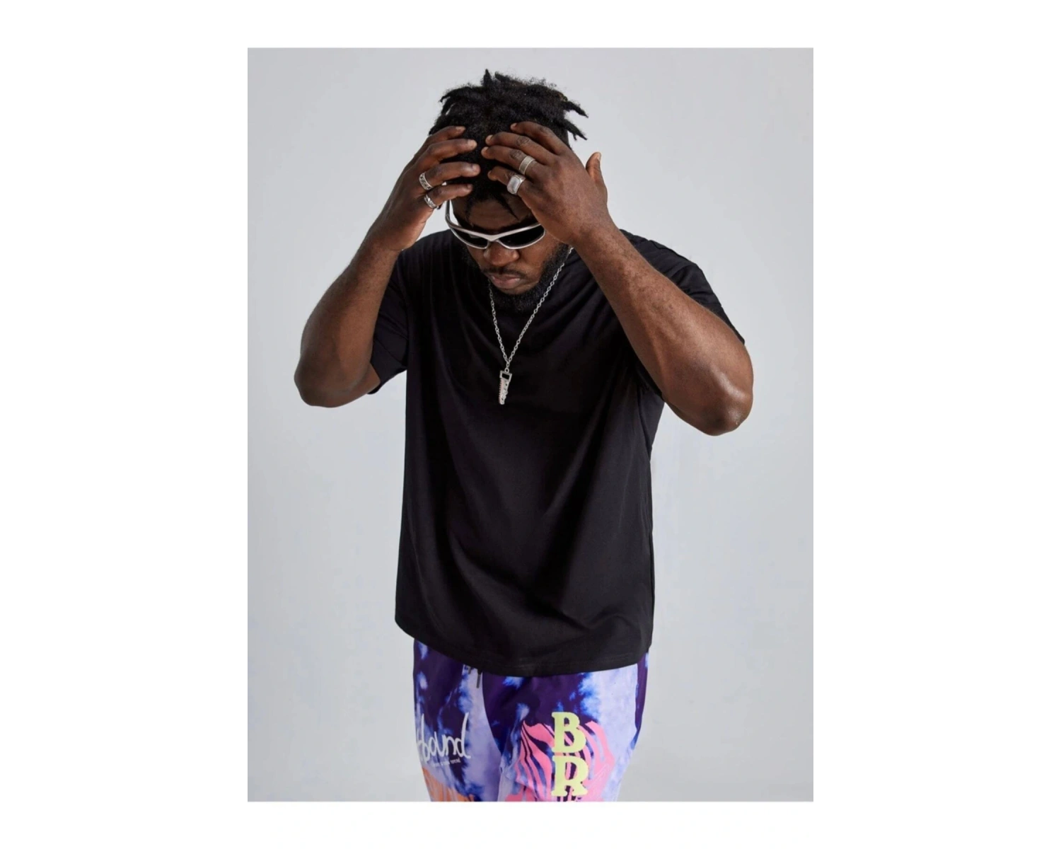 Erkek Siyah Tokyo Ejderha Baskılı Oversize Bisiklet Yaka Tişört