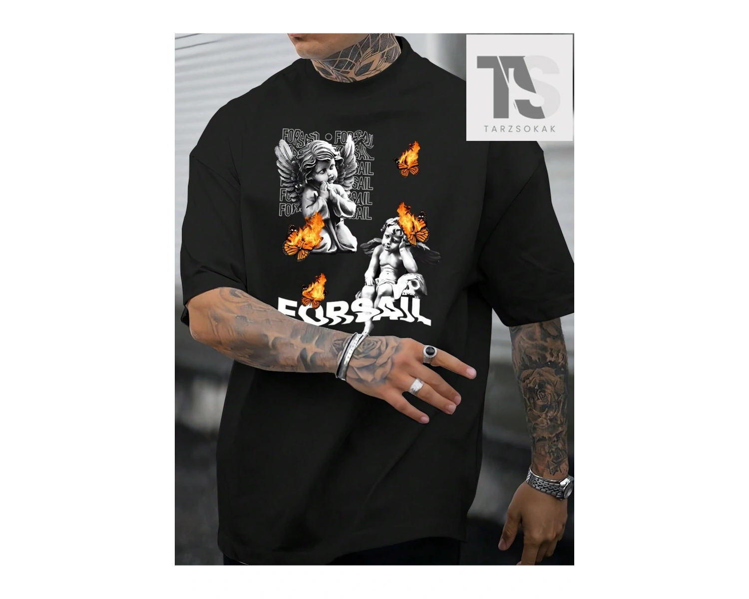 Erkek Slogan Baskılı Kısa Kollu Tişört