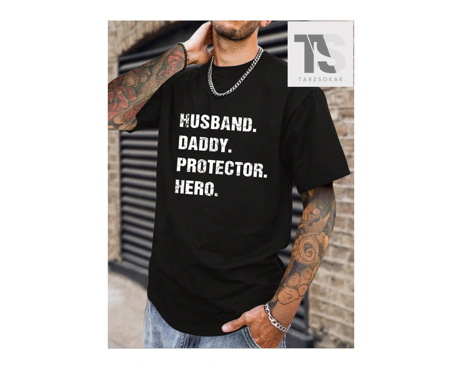 Erkek Slogan Baskılı Kısa Kollu Tişört