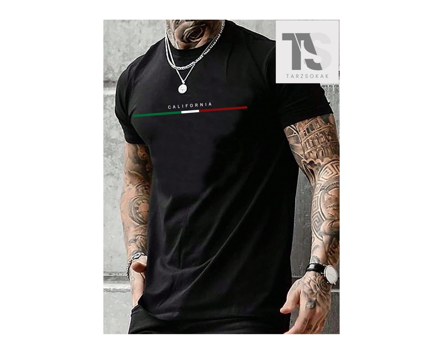 Erkek Slogan Baskılı Yuvarlak Yaka Tişört