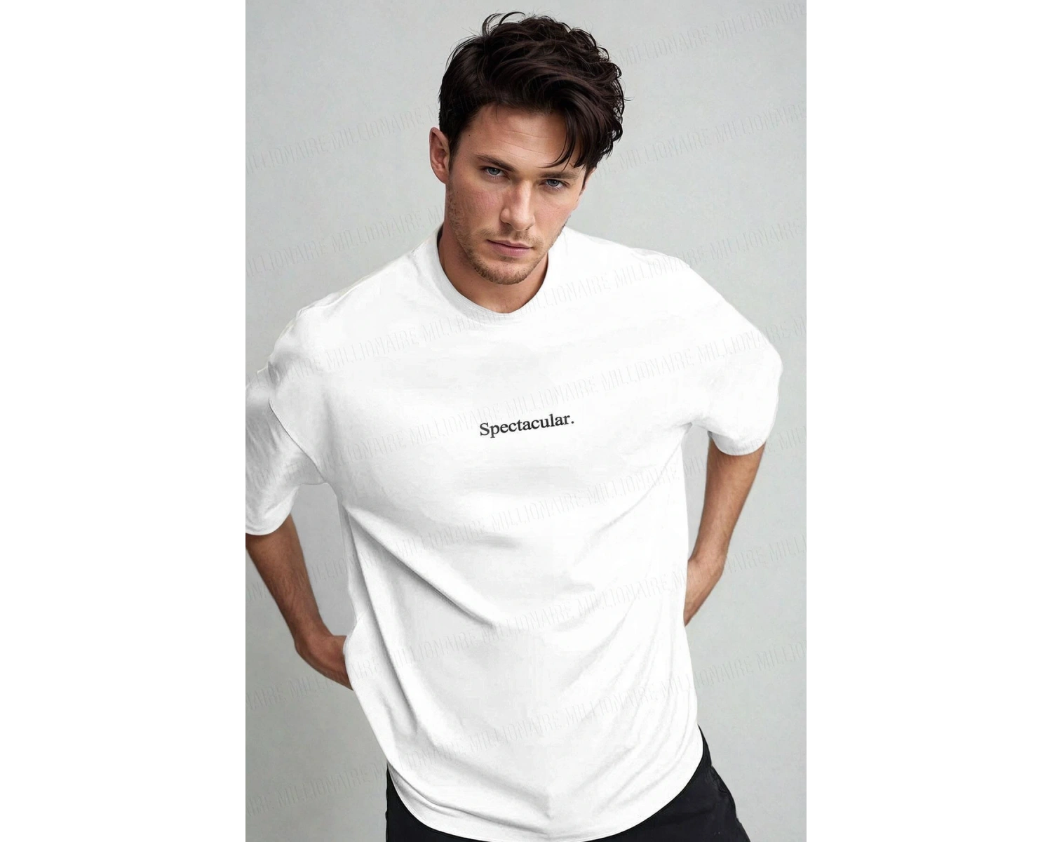 Erkek Spectacular Beyaz Bisiklet Yaka Oversize Salas