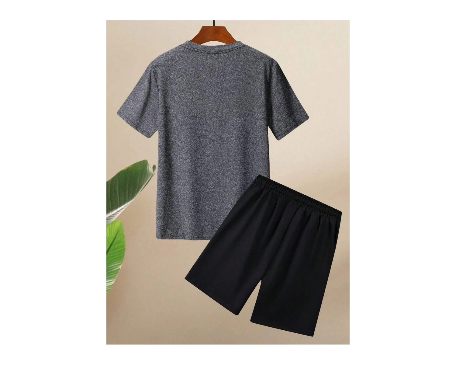 Erkek Yaz Kısa Kollu Tişört ve Şort Takımı Geometrik Desenli Baskılı