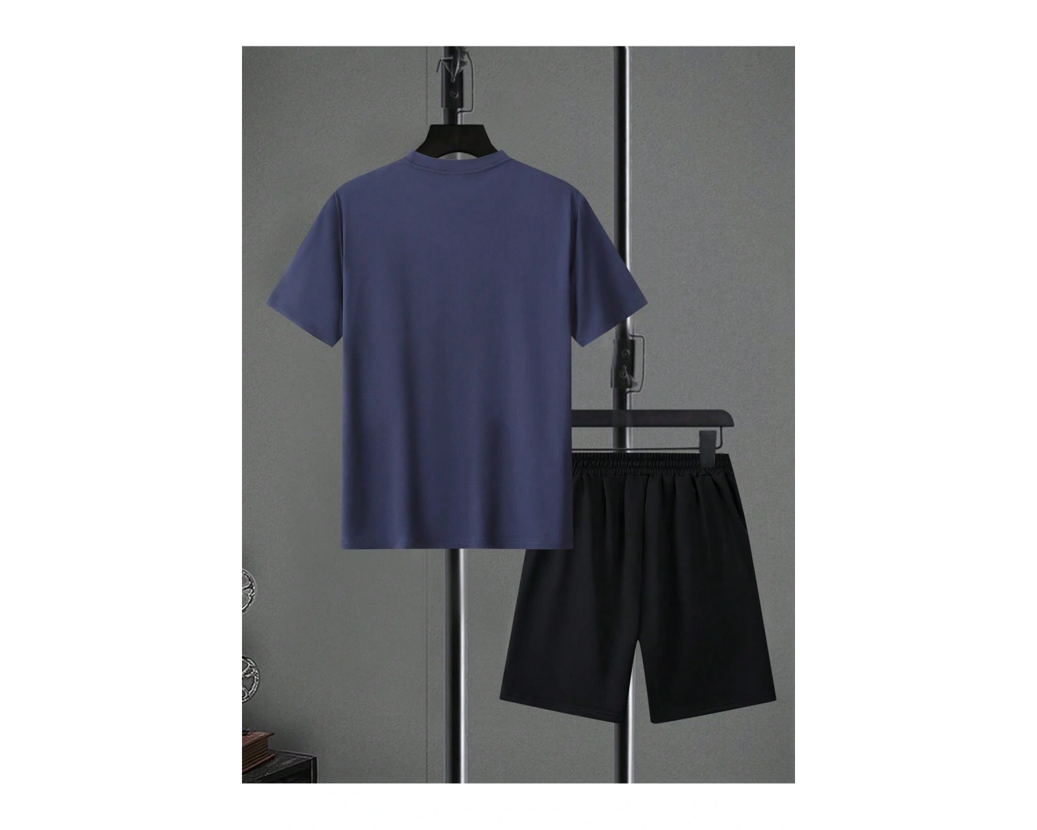 Erkek Yaz Kısa Kollu Tişört ve Şort Takımı Geometrik Desenli Baskılı