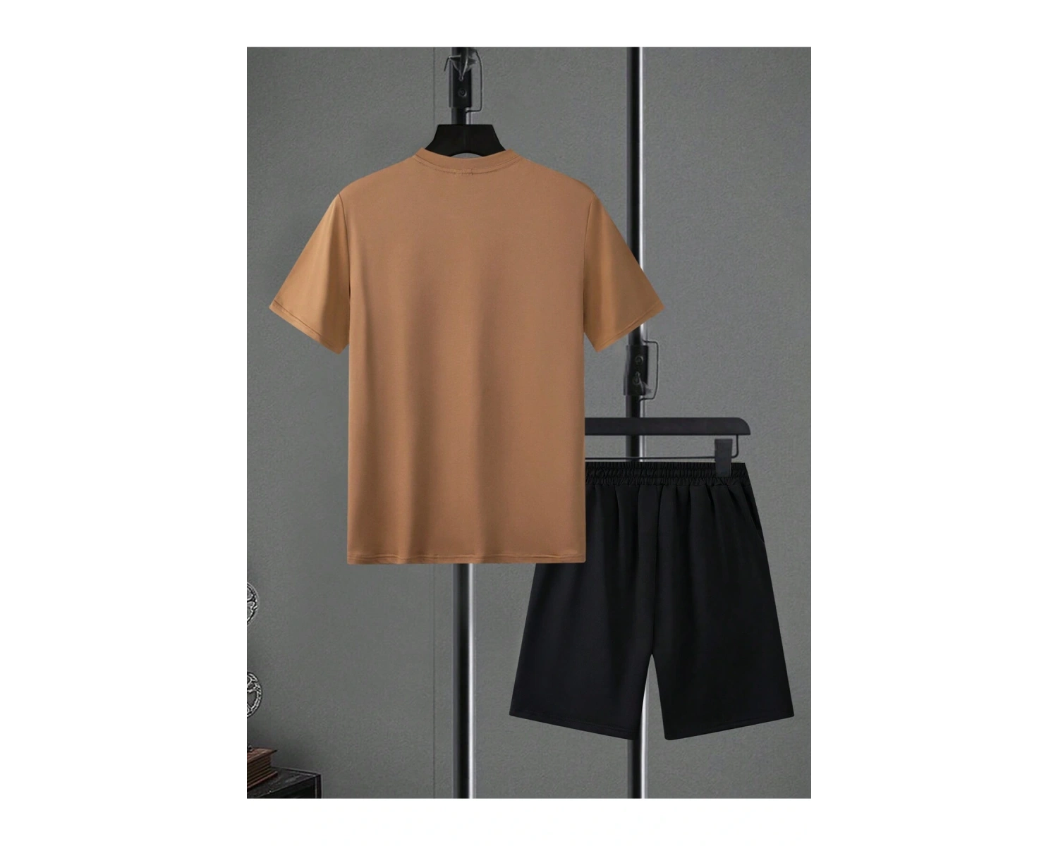 Erkek Yaz Kısa Kollu Tişört ve Şort Takımı Geometrik Desenli Baskılı