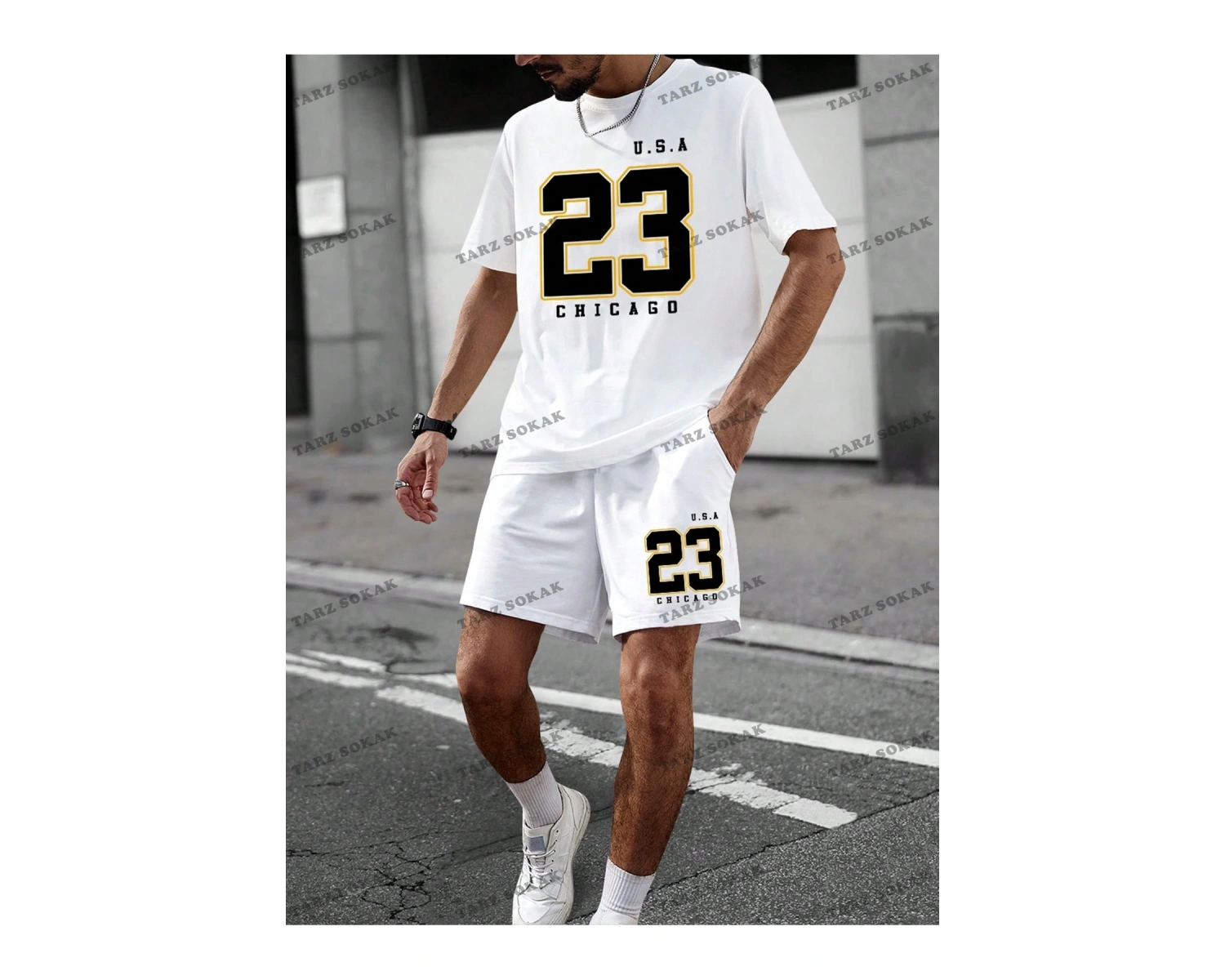 Erkek Yazılı Baskılı Kısa Kollu Tişört Ve Şort Takım