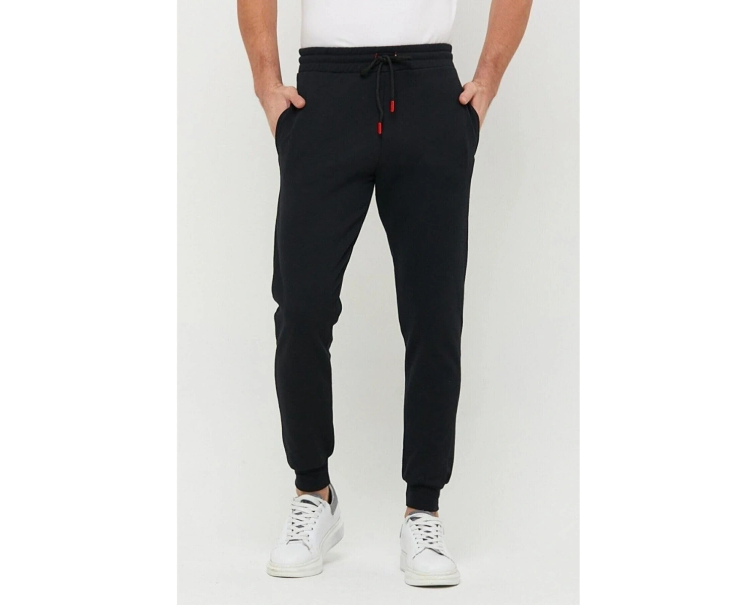 Erkek Yazlık Eşofman Altı Dar Paça Jogger Siyah Pamuklu Kumaş RLX044513