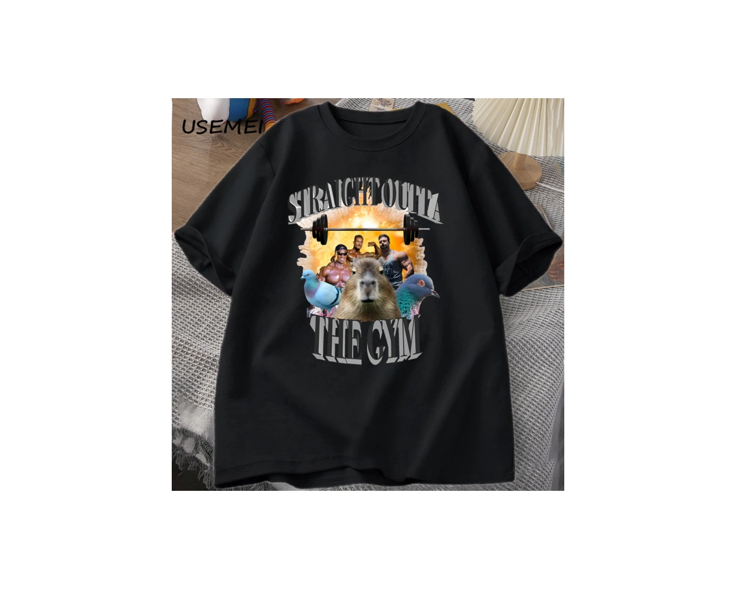 Erkekler için düz spor T Shirt dışında Capybara T Shirt egzersiz pamuk kısa kollu Tshirt Unis 3071