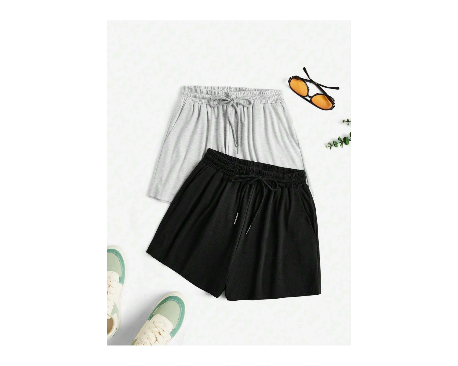 Essnce 2pcs Drawstring Waist Track Şort