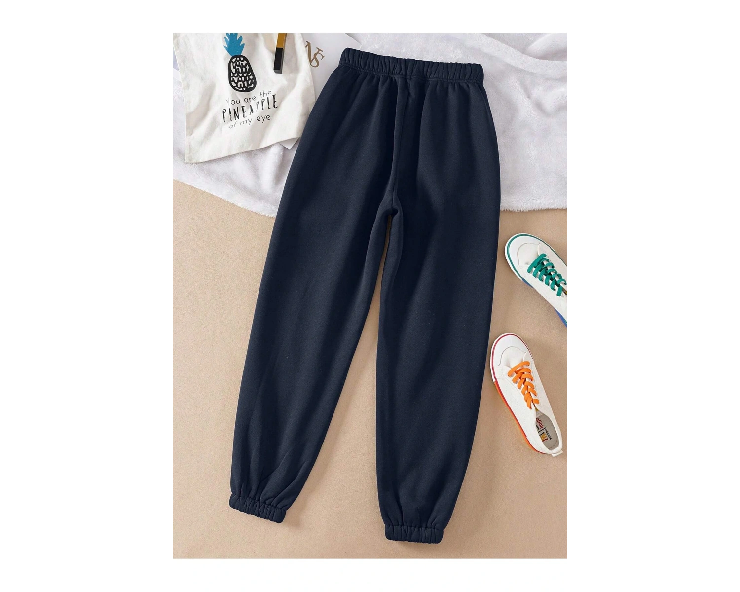 Essnce Solid Drawstring Waist Thermal Lined 4 Mevsim Eşofman