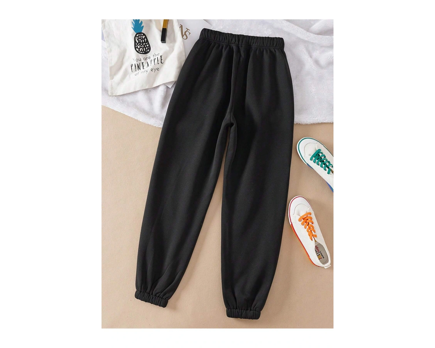 Essnce Solid Drawstring Waist Thermal Lined 4 Mevsim Eşofman