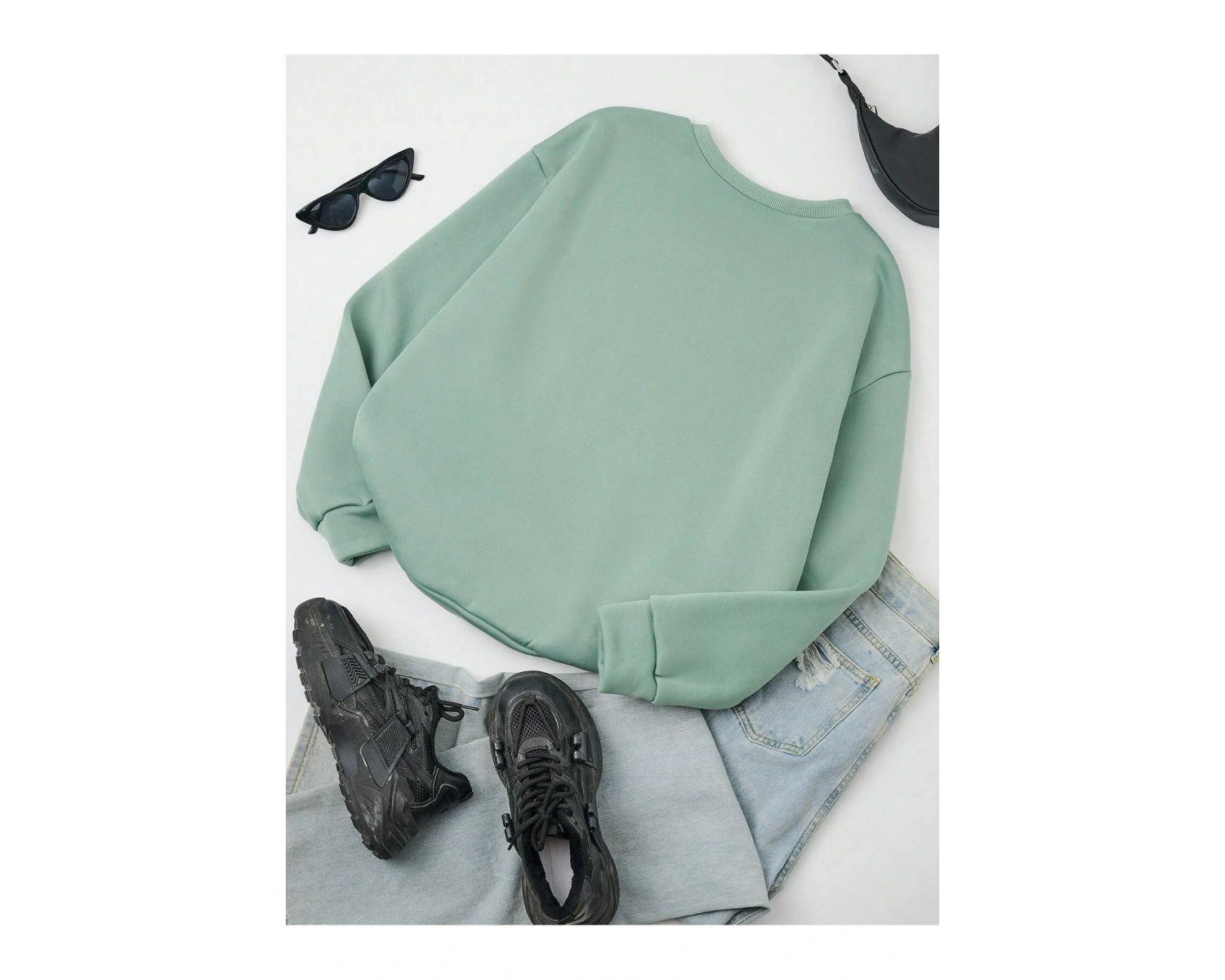 Essnce Yazılı Grafik Termal Astarlı Sweat Yeşil