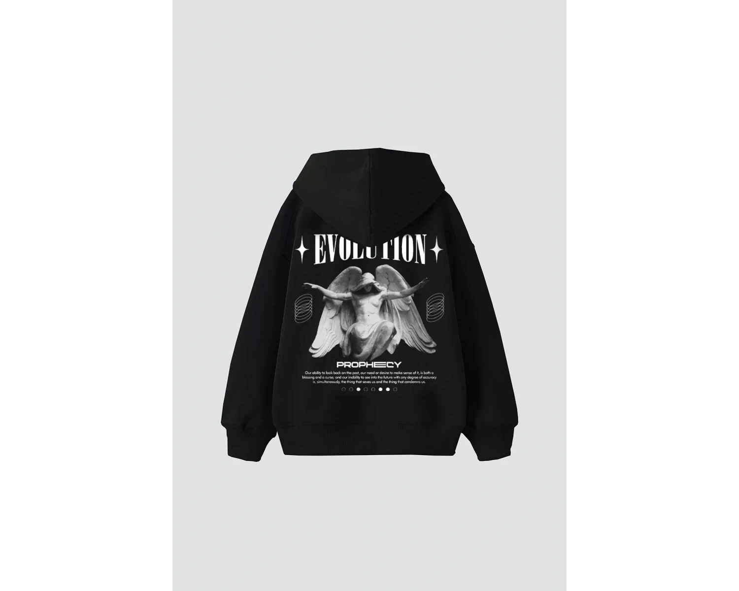 Evolution Baskılı Oversize Unisex Kapüşonlu Beyaz