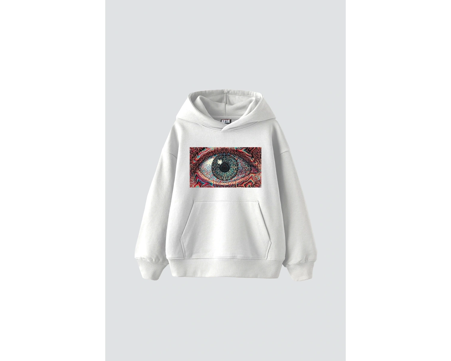 Eye Hallucination Baskılı Oversize Unisex Beyaz