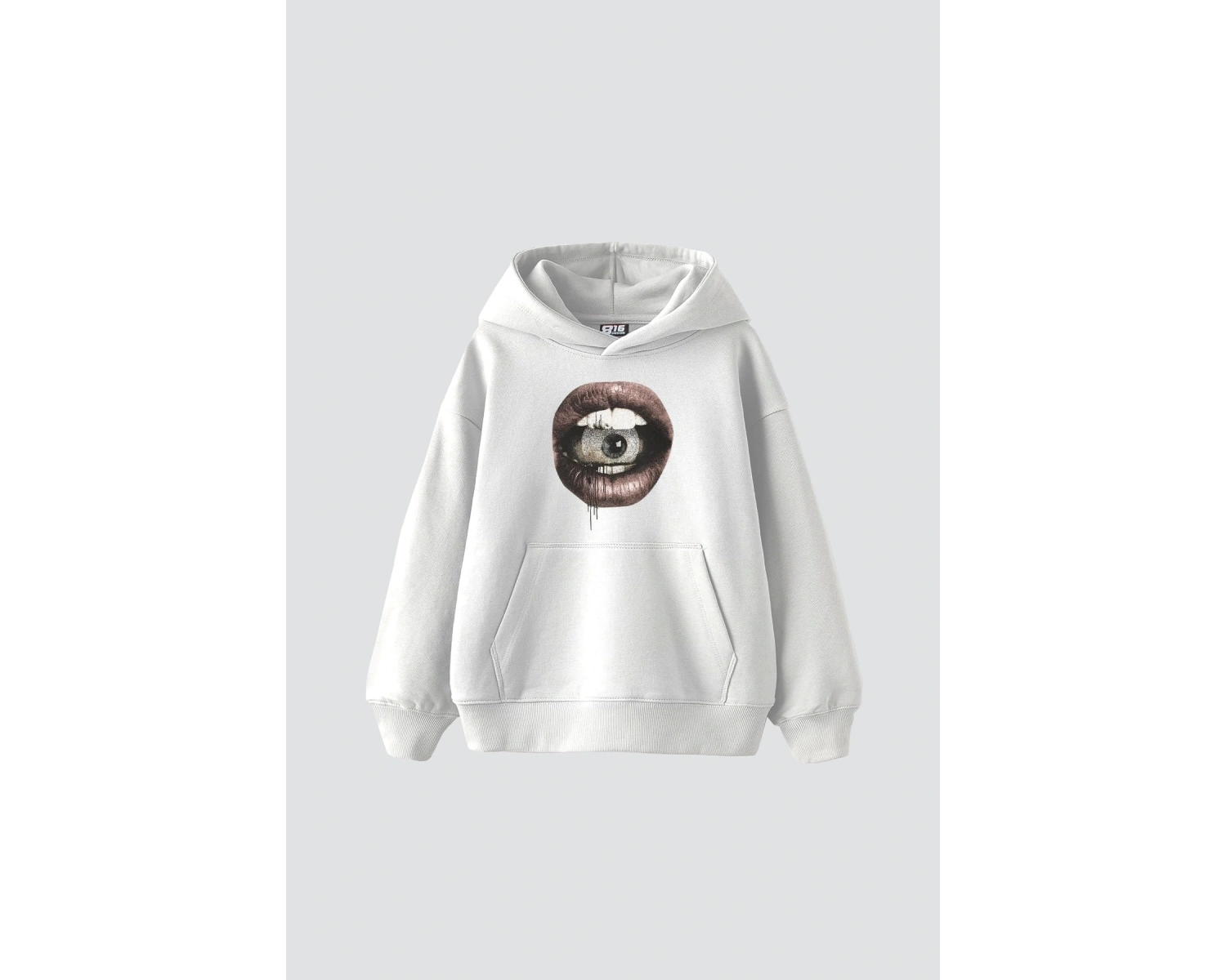 Eye In Mouth Baskılı Oversize Unisex Premium Beyaz