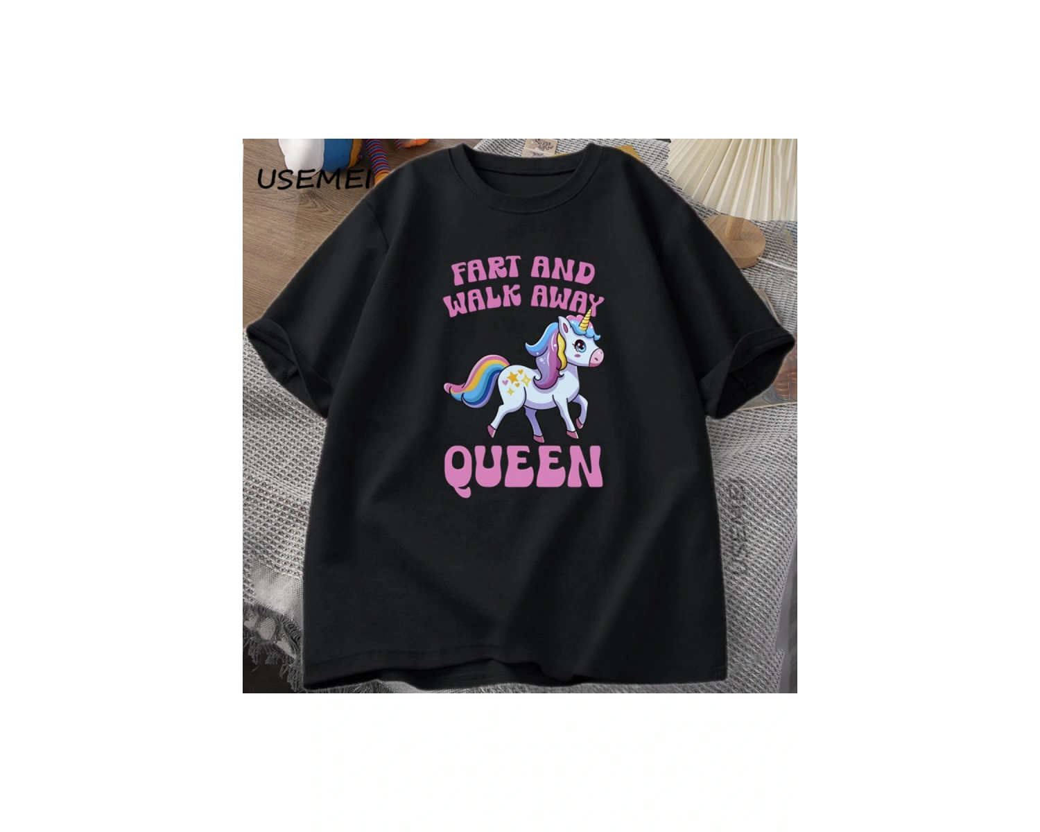 Fart and Walk Away Funny Unicorn T-shirt Casual Cotton Top for Men & Women Summer Fashion Sho 3004