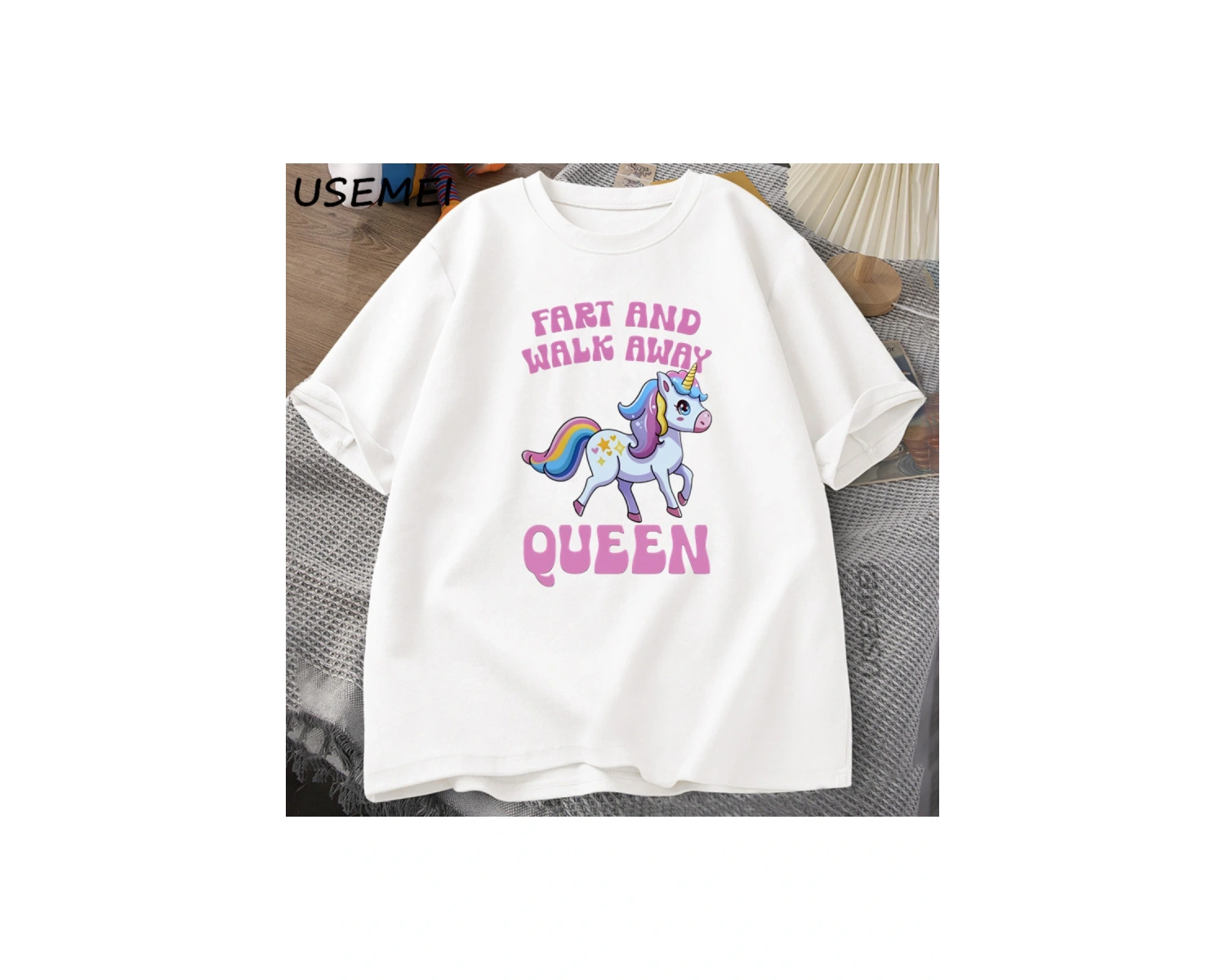 Fart and Walk Away Funny Unicorn T-shirt Casual Cotton Top for Men & Women Summer Fashion Sho 3004