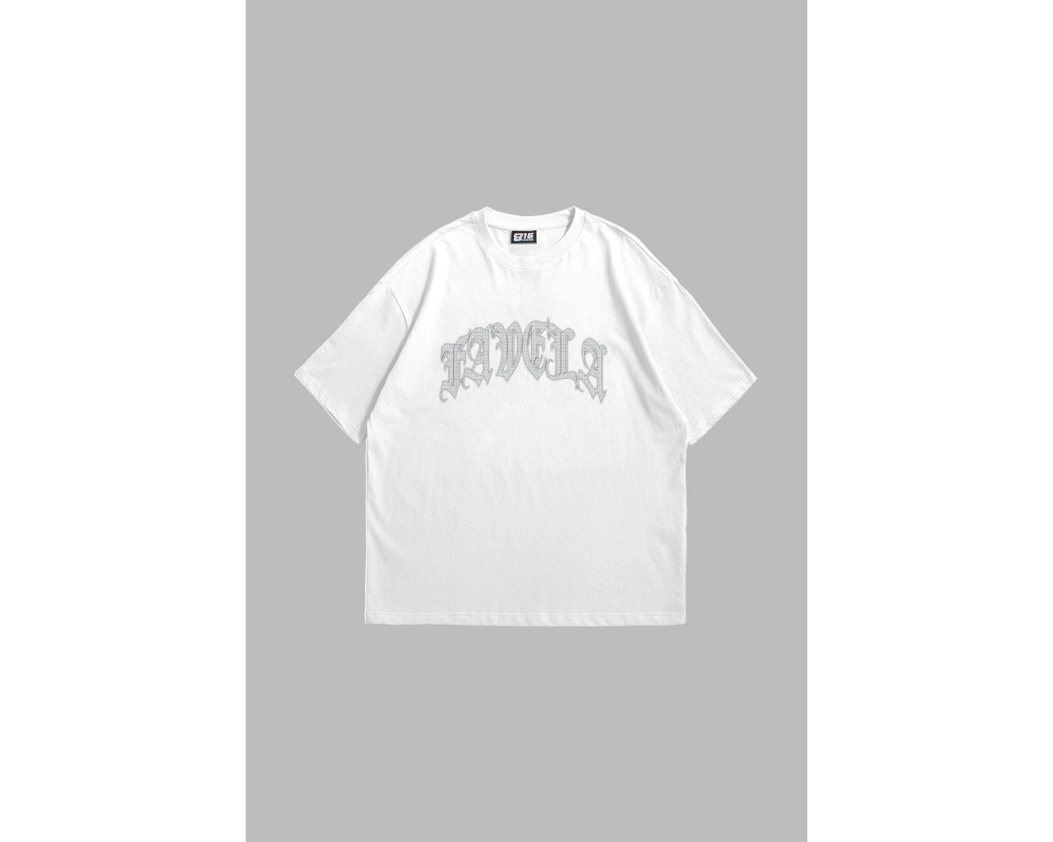 Favela Taş Baskılı Oversize Unisex Beyaz